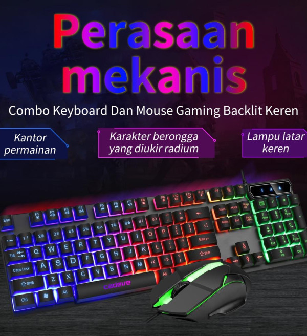 Keyboard dan Mouse set gaming combo LED Backled